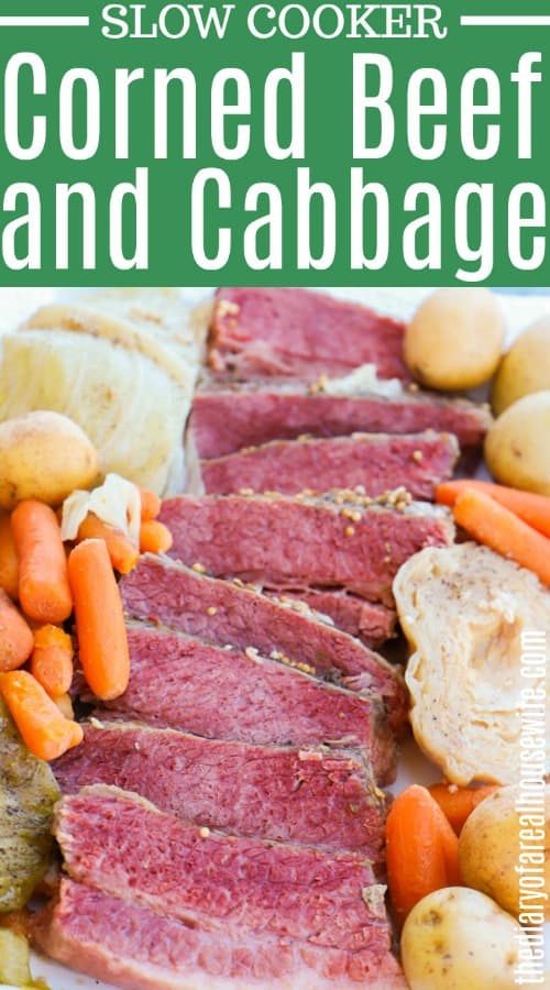 Slow Cooker Corned Beef and Cabbage with vegetables on the side