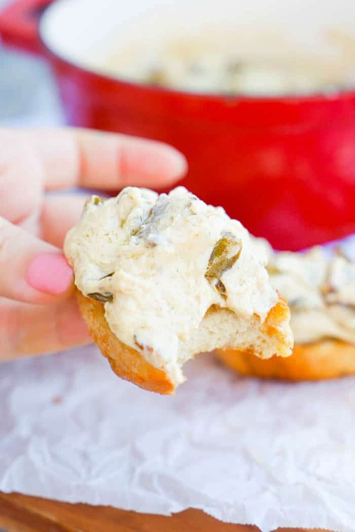 Philly Cheese Steak Dip with a bite taken out