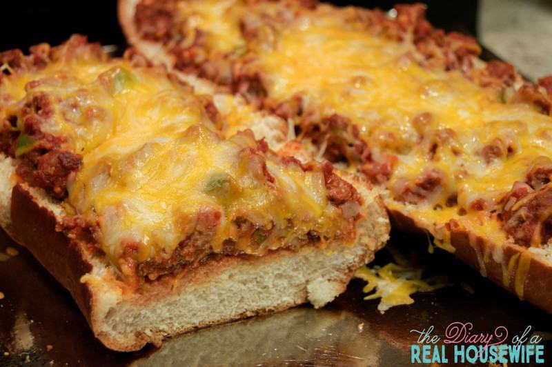 Sloppy Joe French Bread Pizza. Easy weeknight dinner