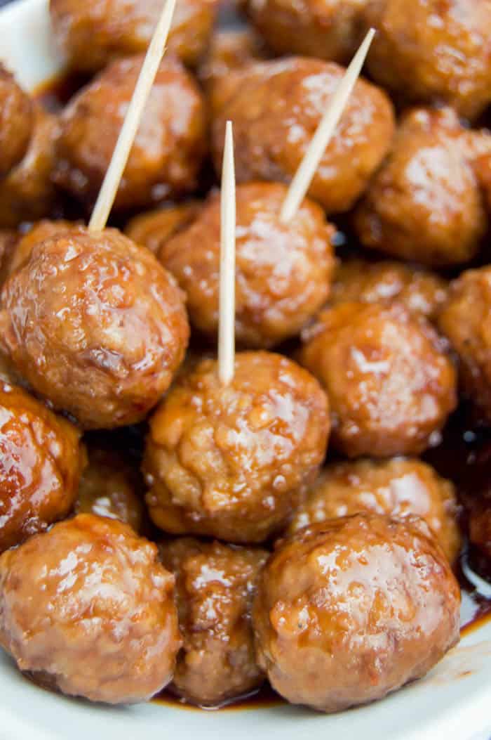 3 Ingredient Meatballs served with toothpicks.