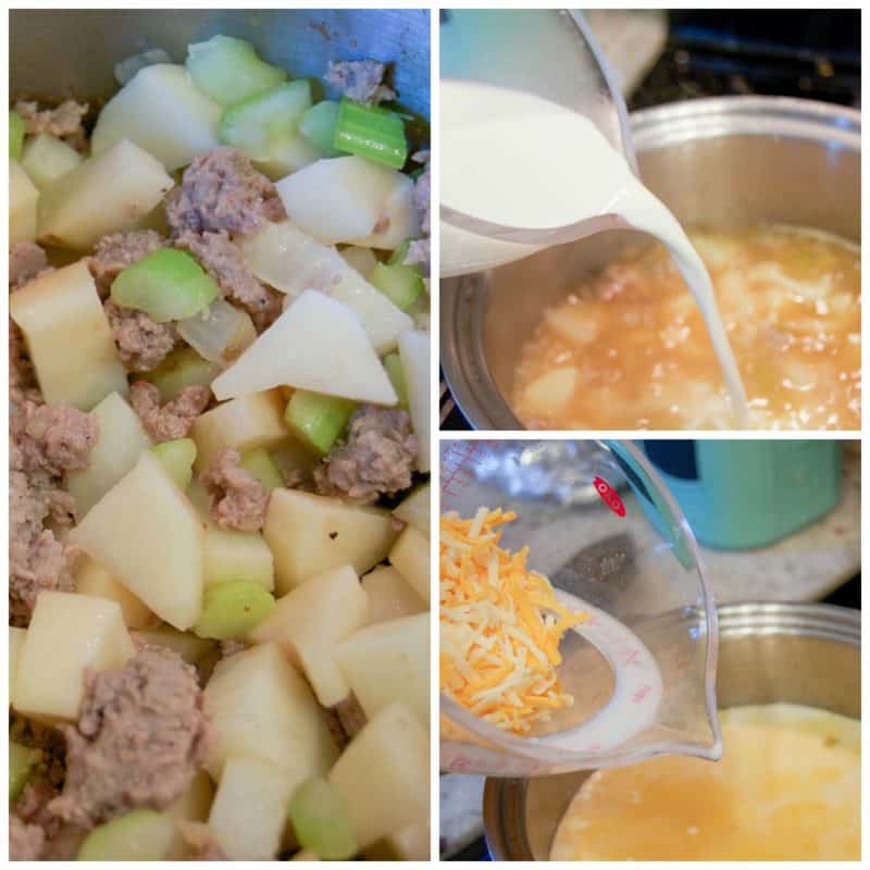 making-cheesy-sausage-and-potato-soup