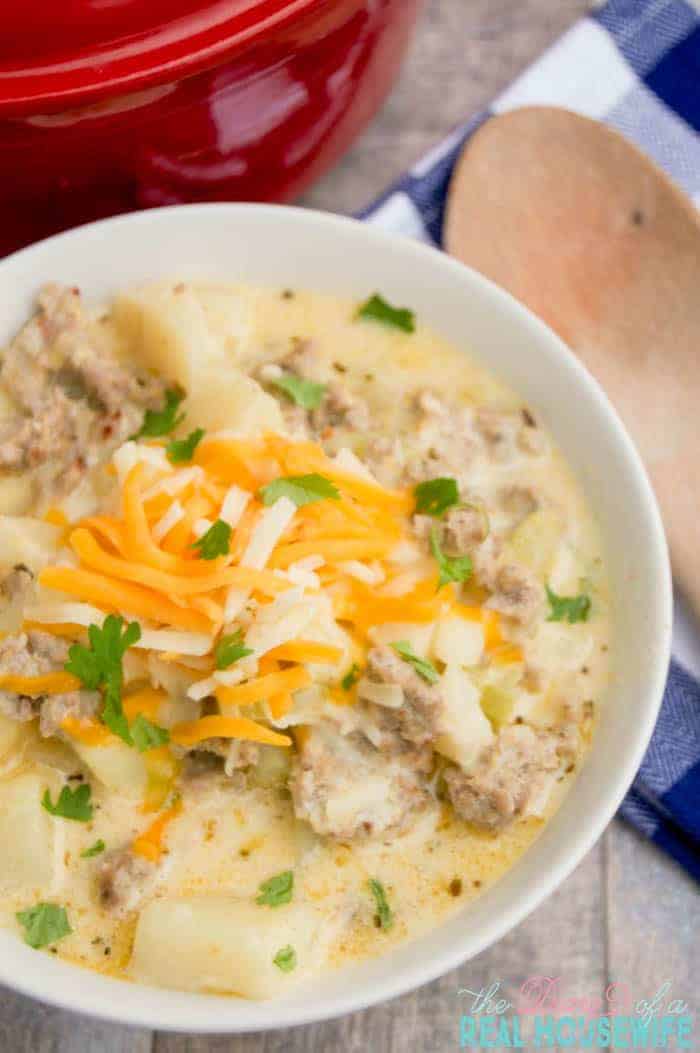 Cheesy Sausage Potato Soup • The Diary of a Real Housewife