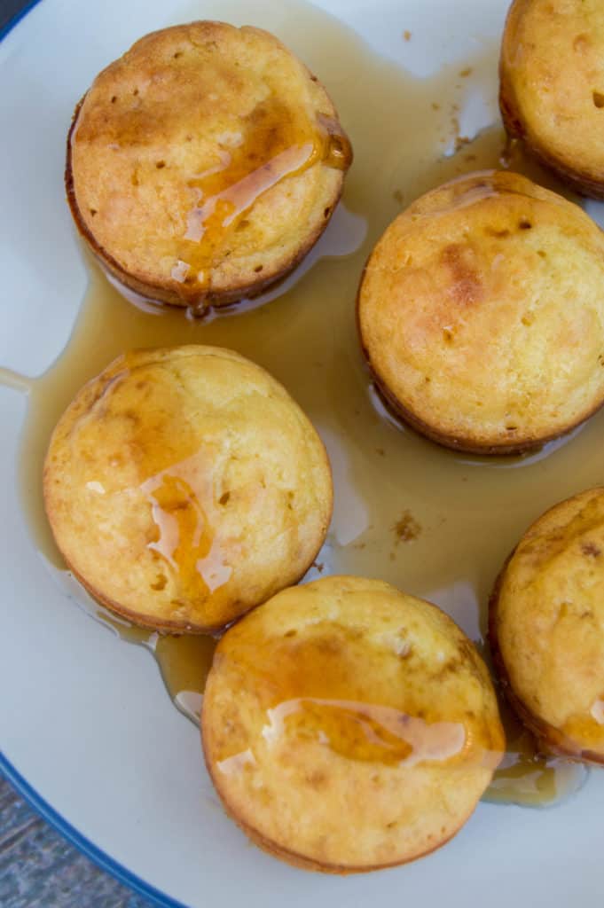 Pancake Mini Muffins on a white plate