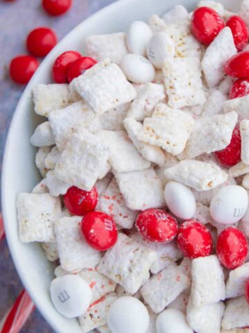 White Chocolate Peppermint Muddy Buddies