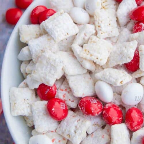 White Chocolate Peppermint Muddy Buddies