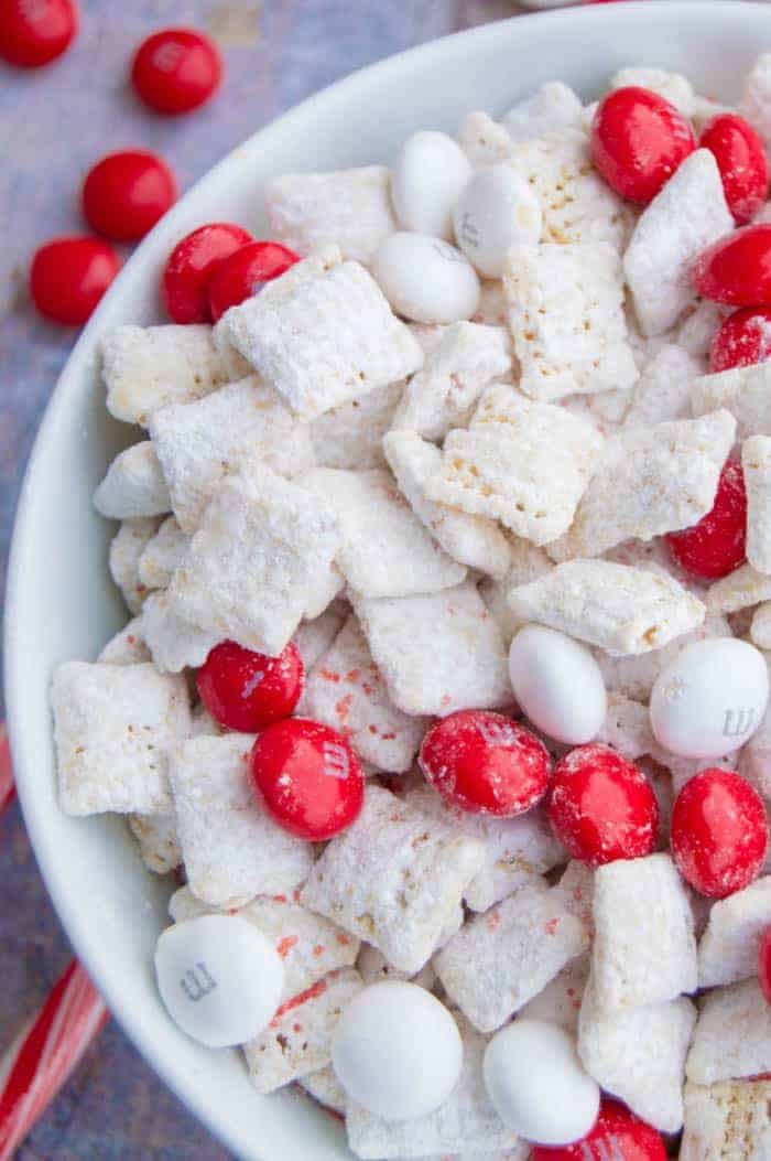 White Chocolate Peppermint Muddy Buddies