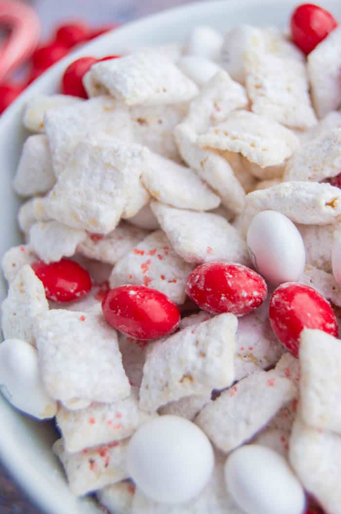 White Chocolate Peppermint Muddy Buddies