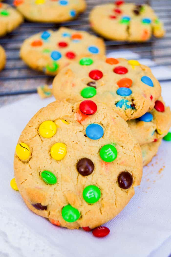 close up of Peanut Butter M&M Cookie