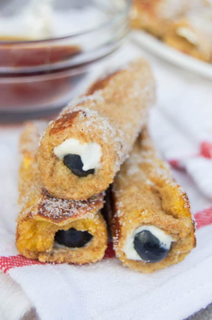 Blueberry Cream Cheese French Toast Roll Ups