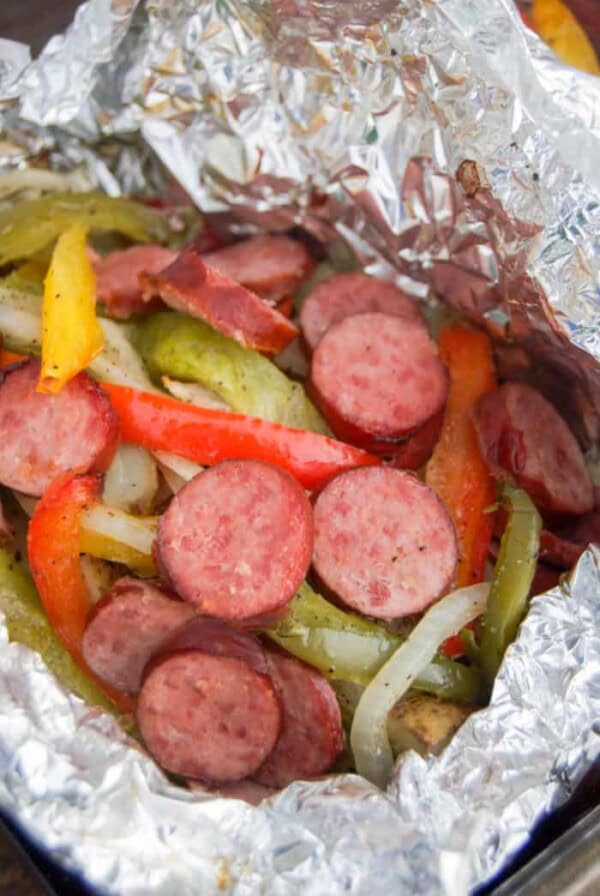 Sausage, Pepper, and Potato Foil Pack Dinner