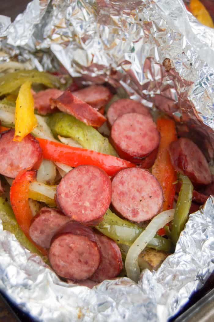 Sausage, Pepper, and Potato Foil Pack Dinner