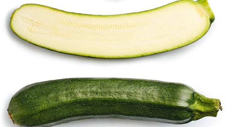 Zucchini sliced in half