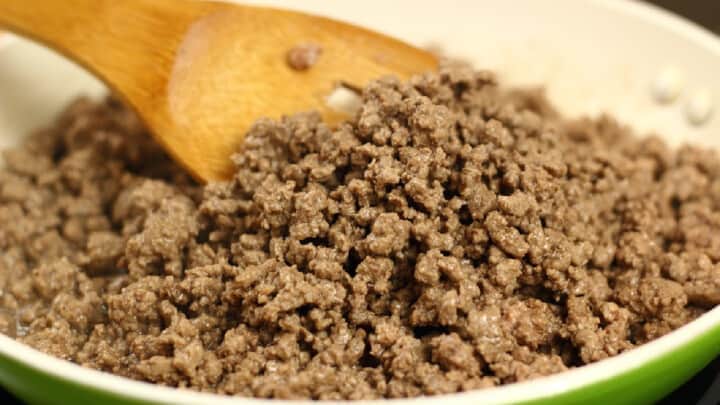 ground beef in a skillet