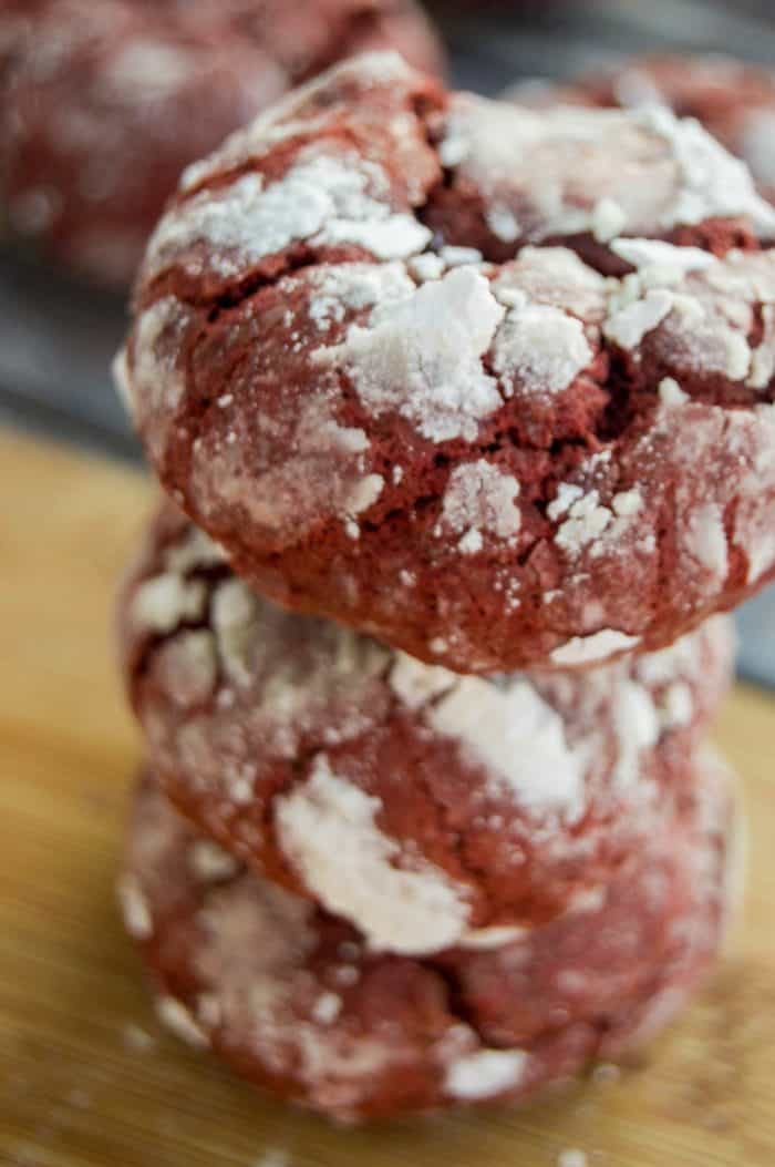 Red Velvet Crinkle Cookies