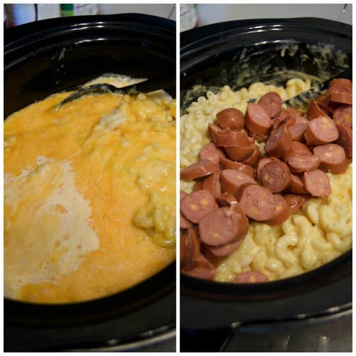 Slow Cooker Mac and Cheese with Cheddar Smoked Sausage