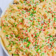 cookie dough in a white bowl