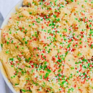 cookie dough in a white bowl
