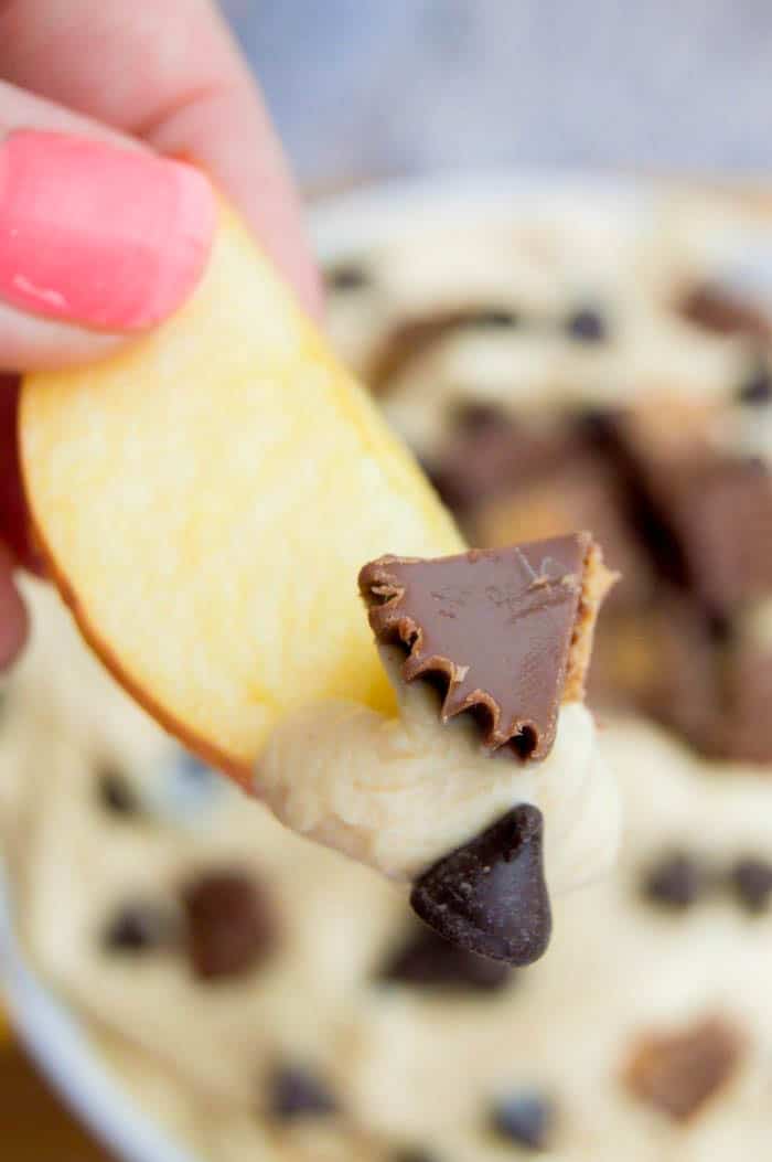 Chocolate Chip Peanut Butter Cup Cheesecake Dip