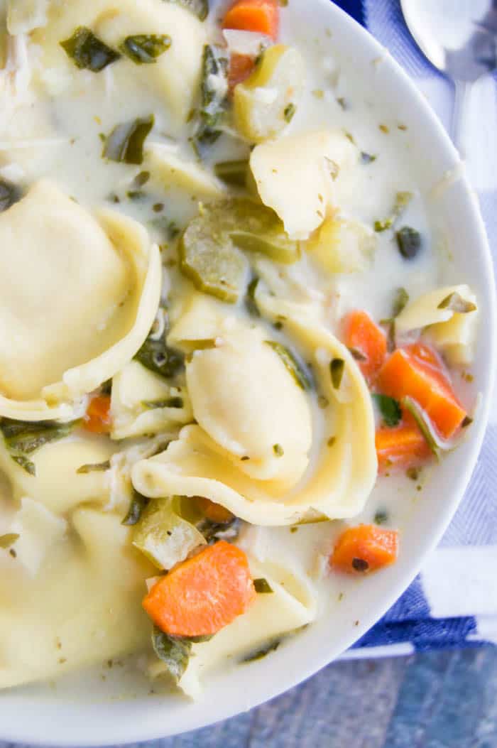 Slow Cooker Creamy Chicken Tortellini Soup • The Diary of a Real Housewife