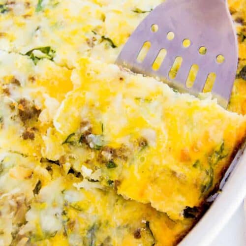 Spinach and Mozzarella Low Carb Breakfast Casserole