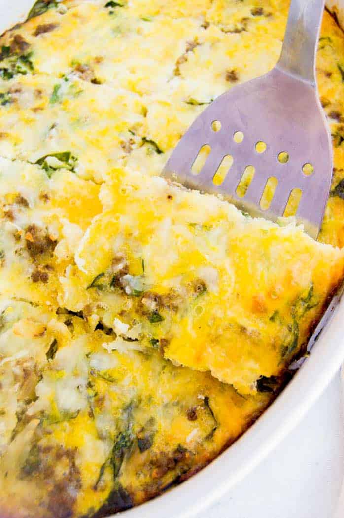 Spinach and Mozzarella Low Carb Breakfast Casserole