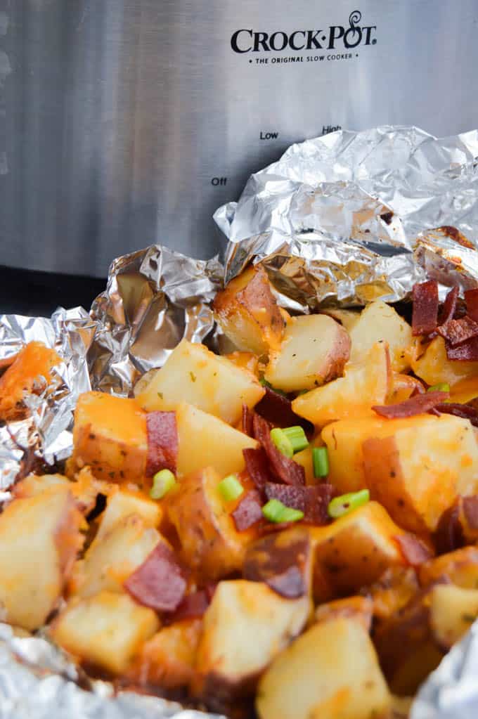 Slow Cooker Cheesy Ranch Potatoes in the foil