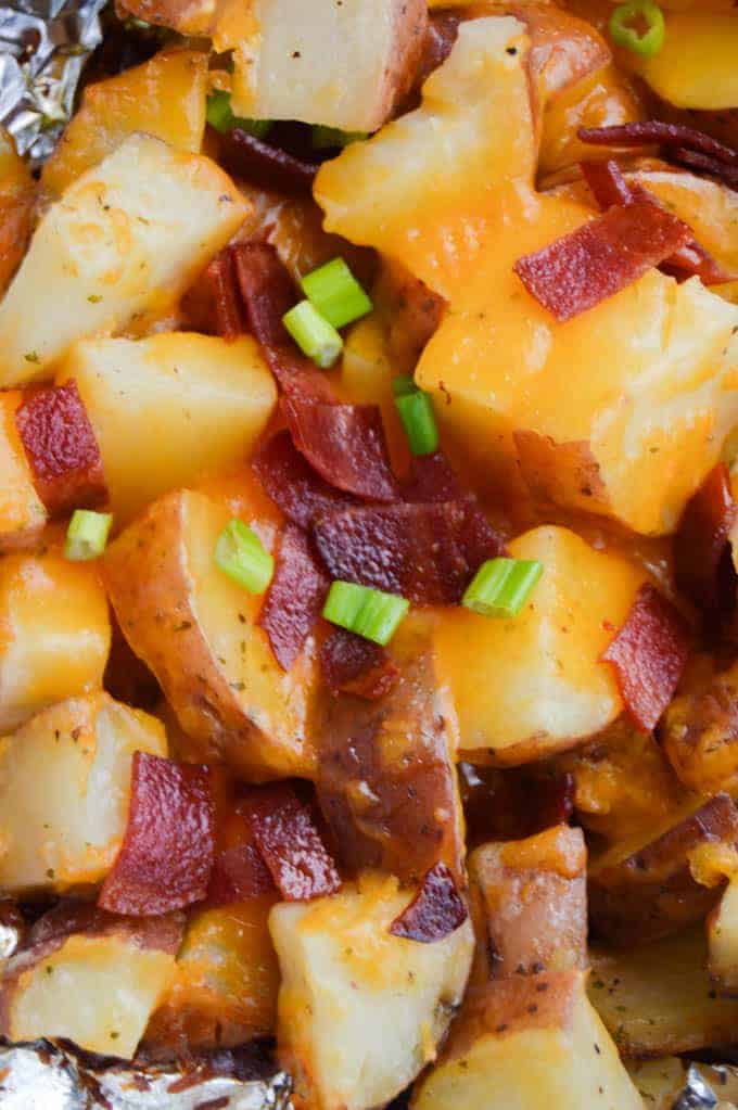 close up picture of Slow Cooker Cheesy Ranch Potatoes