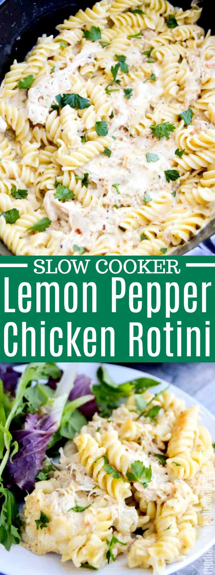 Slow Cooker Lemon Pepper Chicken and Rotini