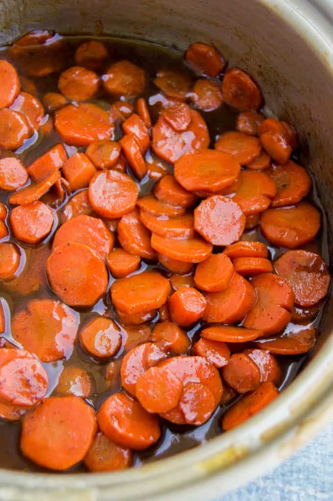 Brown Sugar Glazed Carrots in a pan