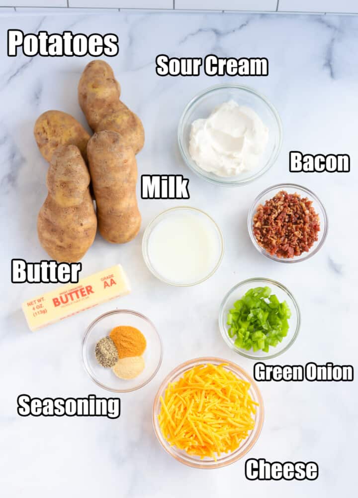 ingredients for loaded mashed potatoes.