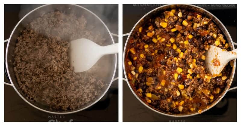 cooking ingredients in the pot