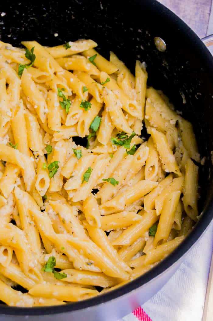 Creamy Garlic Parmesan Penne • The Diary of a Real Housewife