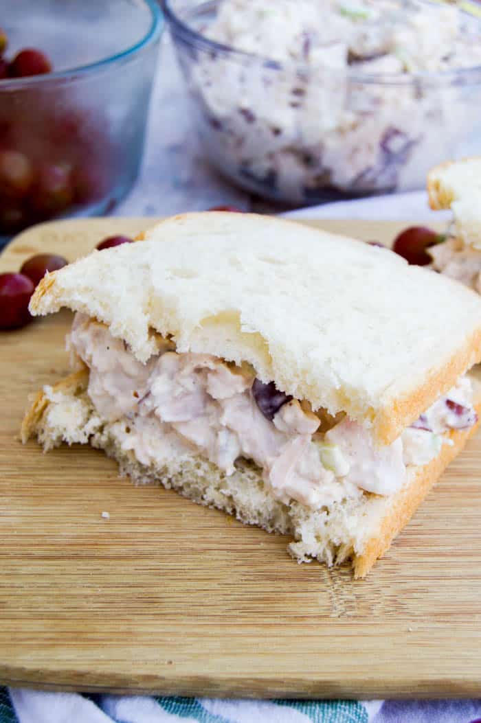 Grape Pecan Chicken Salad on white bread