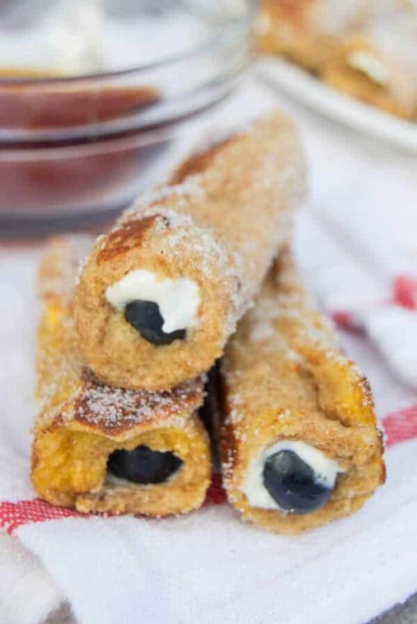 Blueberry Cream Cheese French Toast Roll Ups