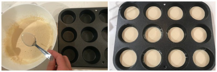 adding batter to the muffin pan