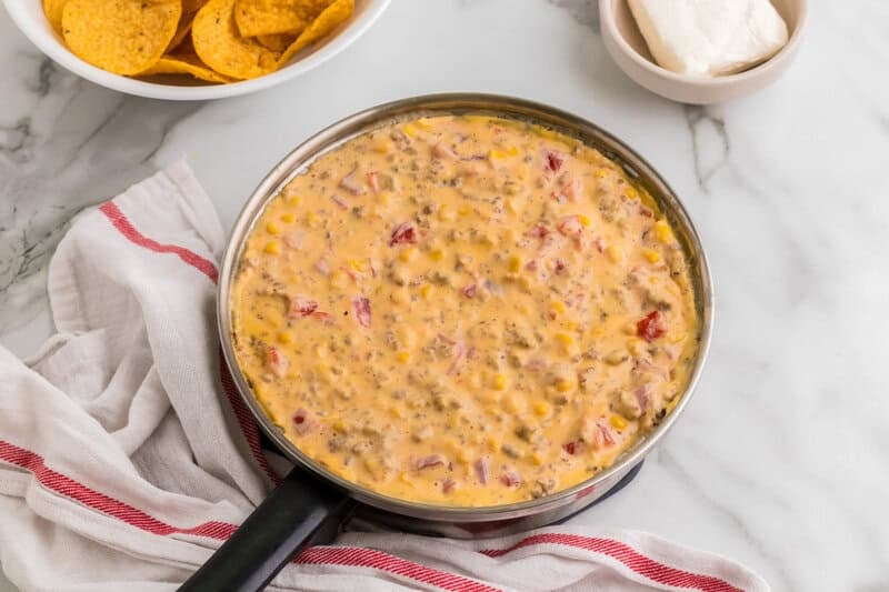 sausage dip recipe finished and in the pot