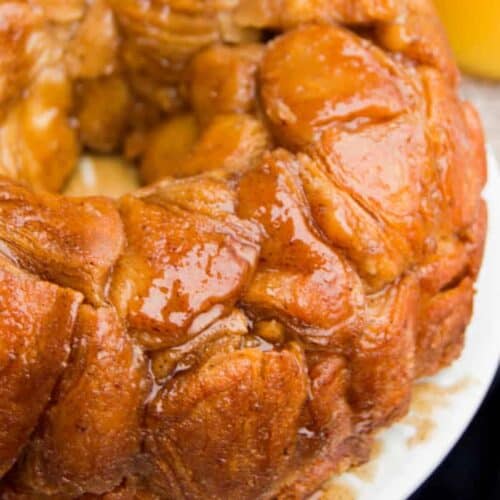 monkey bread and a glass of orange juice