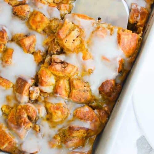 Pumpkin Cinnamon Roll Casserole