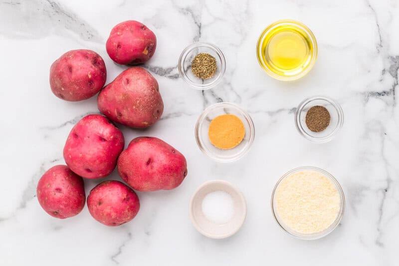 ingredients placed on a white countertop
