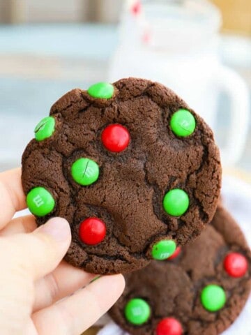 Chocolate M&M Christmas Cookie