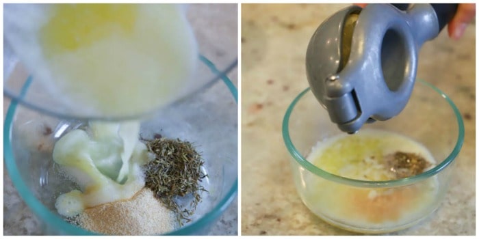 adding butter and lemon juice to the seasoning