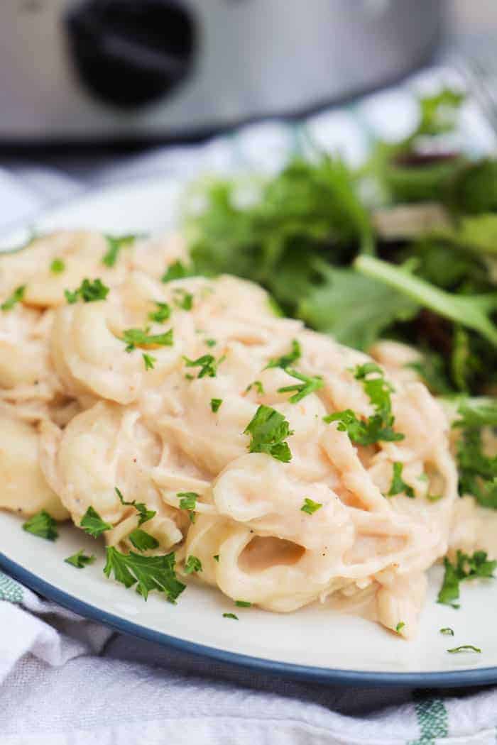 Slow Cooker Chicken Alfredo Tortellini