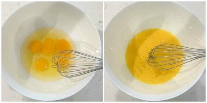 whisking egg in bowl