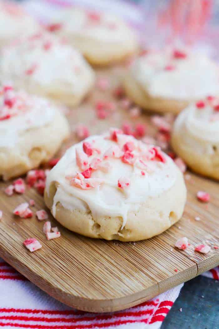 Peppermint Sugar Cookies on a red and white napkin