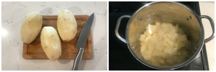 dicing and boiling potatoes