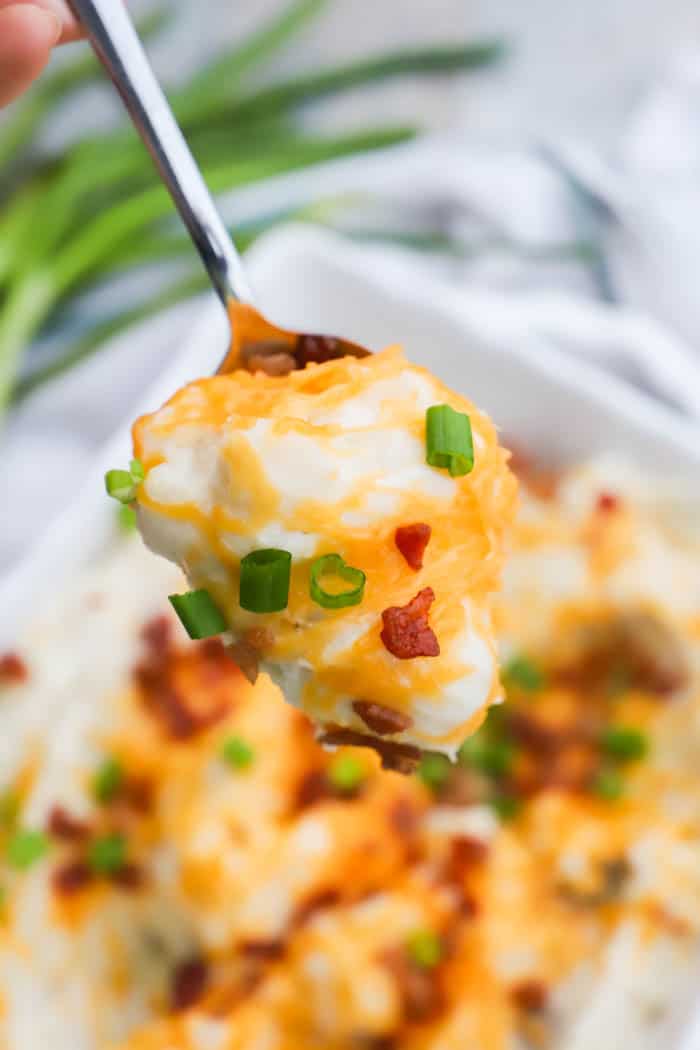 Twice Baked Mashed Potatoes on a spoon