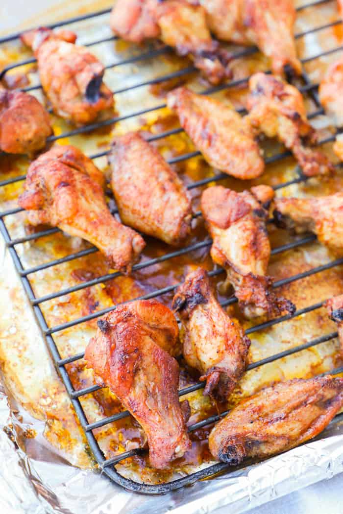 Baked Chicken Wings on a wire rack