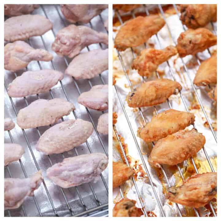 placing and baking your chicken wings on the wire rack.