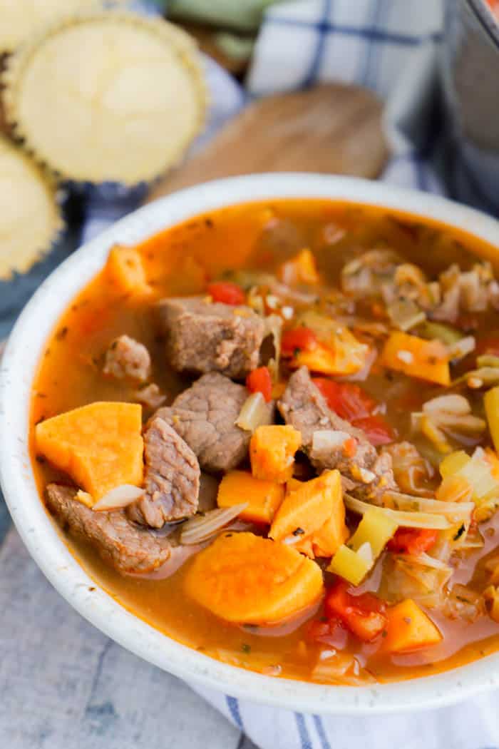 close up picture Sweet Potato Beef Stew