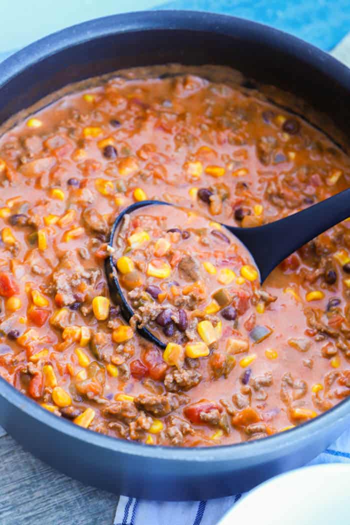 Creamy Taco Soup in large pot.